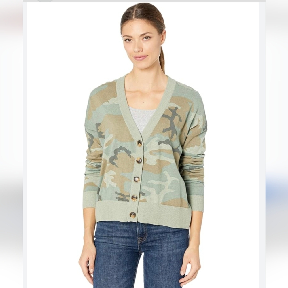 Anthropologie Sanctuary camo lightweight boxy cardigan sweater Large L